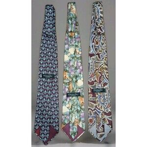 Christian Dior Silk Tie Lot 3 Mens Designer Neckties Paisley Geometric Fruit VTG